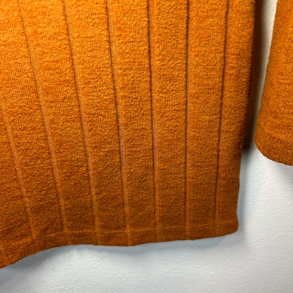Anthropologie Women's Ribbed Side Slit Tunic Sweater Burnt Orange Stretch  Large - Picture 8 of 14